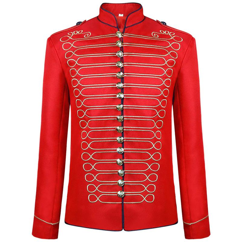 Men's Coat Jacket Gothic Embroidered Button Uniform Suit Outerwear Praty