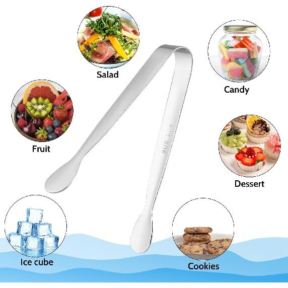 4Pcs Mini Sugar Tongs, 4.3" Stainless Steel Mini Serving Tong, Small Tongs for Appetizers, Tea, Candy, Ice, Kitchen