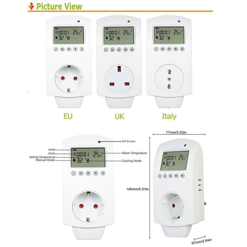 Sıcaklık Kontrol Cihazı Dijital LCD Programlanabilir Sıcaklık Kontrol Cihazı Klima Termoregülatör Duvar Fişli Termostat