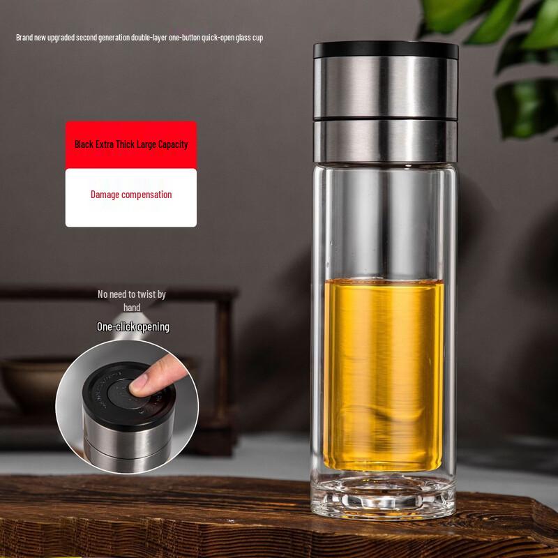 Etravel High Borosilicate Glass Tea Separation Water Bottle