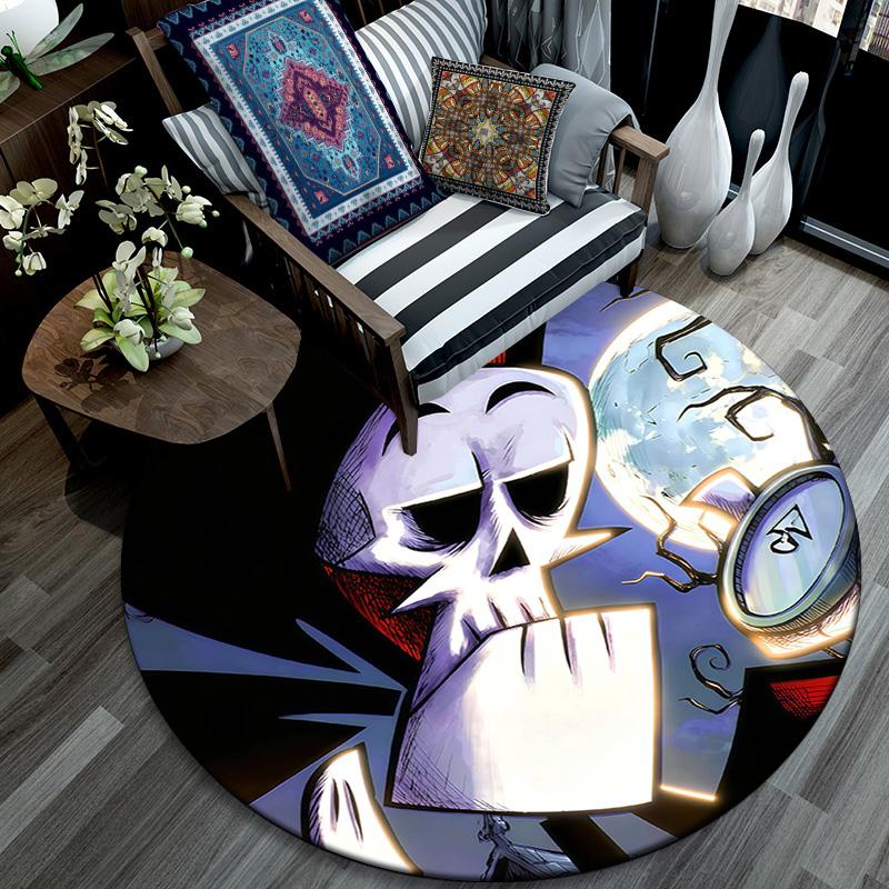 Grim Round Area Rug,Carpet Rug for Living Room Bedroom Sofa Playroom Decor,Non-slip Floor Mat