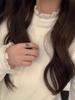 Women's Lace Trim Velvet Turtleneck Long-Sleeve Top for Autumn/Winter 2025