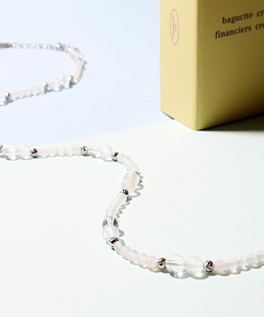 Polalita Selenite & Aurora Clear Moonstone Mix Necklace (Plt-Nl-084_Wt)