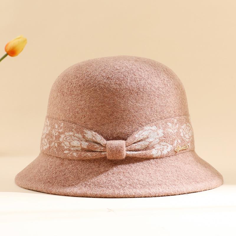 

100% pure wool basin hat autumn and winter warm retro high quality wool top hat fashion versatile bucket hat One size