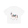 Black T Shirt With Decorated Horse Print For Casual Wear