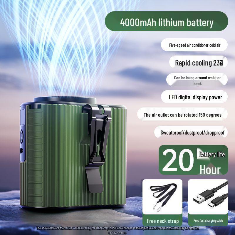 

High-Capacity Portable Waist Fan for Outdoor Construction & Camping - Large Wind Power, Rechargeable, Free Shipping Default