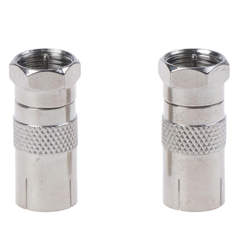 2Pcs F Type Male Plug Connector Socket To Rf Coax Tv Aerial Female Rf Adapters