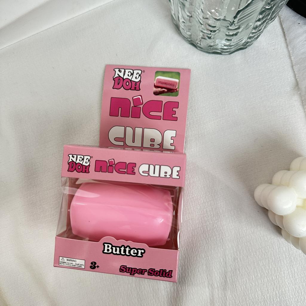 Jucărie de strâns cu unt și umplutură de făină Cub drăguț Nee Doh Jucărie Squishy Fidget Ameliorarea stresului Portabilă Decomprimare Squish Jucărie cadou