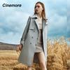 Cinemore Autumn Long Trench Coat for Women Casual Windbreaker Jacket Double Breasted Lapel Belted Overcoat Female Chic Lady Coat