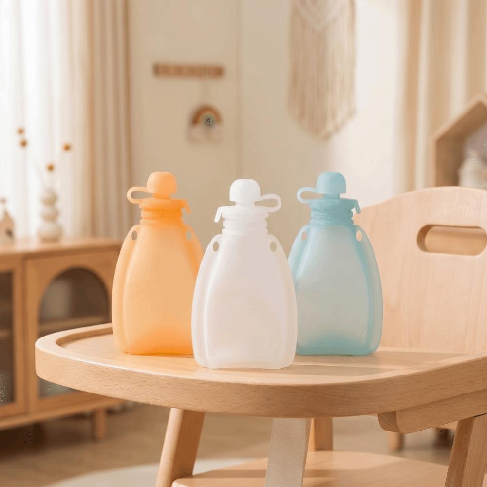 Non BPA Baby Food Pouch Food Grade Silicone Leakproof Food Storage Bag Squeeze Feeder Daily Use