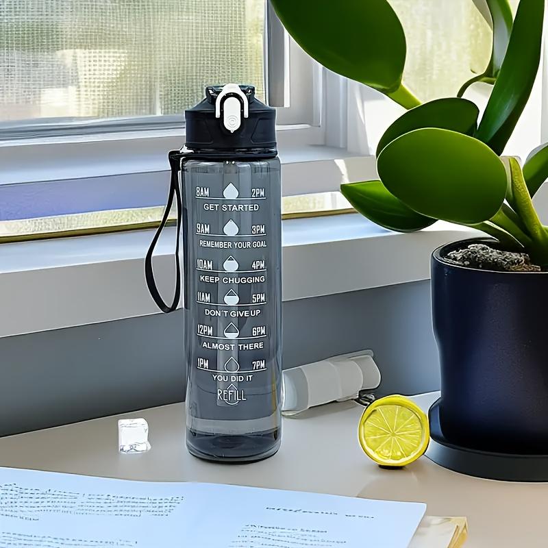 750ml Large Capacity Sports Water Bottle Leak Proof Plastic Drinking Cup With Time Scale Suitable For Travel Fitness Sports