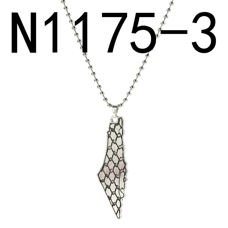 Jewish Israel Country Map Stainless Steel Gold Color Pendant Necklace For Men Women Arabic Choker Chain Amulet Jewelry Gift
