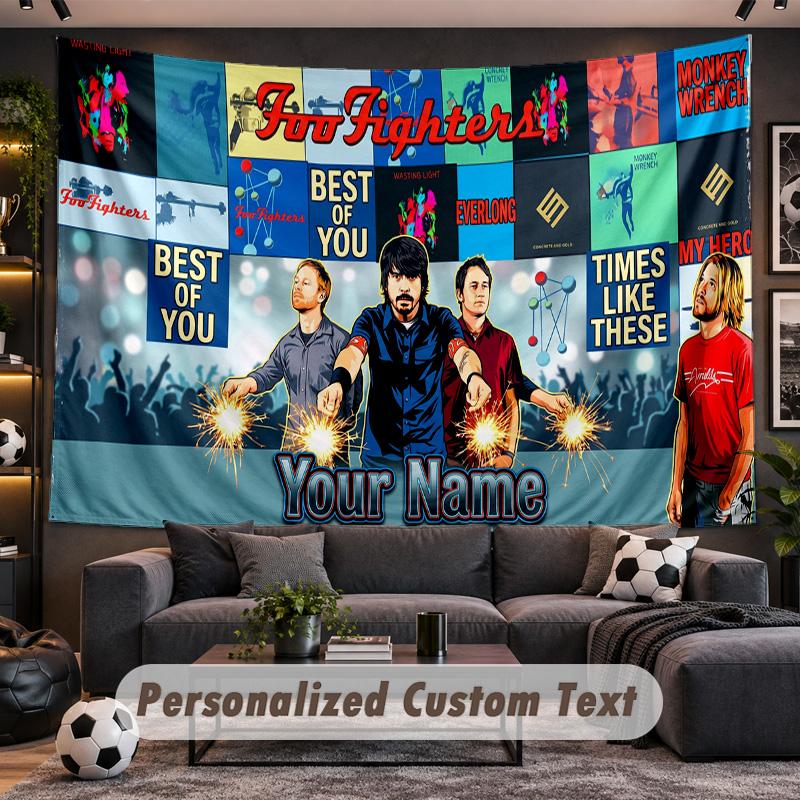 Foo Fighters Personalized Tapestry Support Custom Name, Wall Art Home Decoration