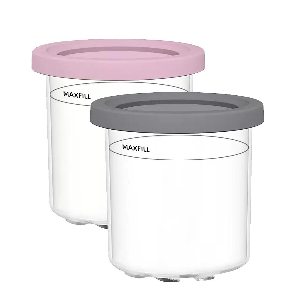 Náhradní nádoby pro Ninja Creami Půllitry a víčka 16oz Krémové kelímky na zmrzlinu Nádoby Kanystry Kompatibilní s NC299AMZ NC300
