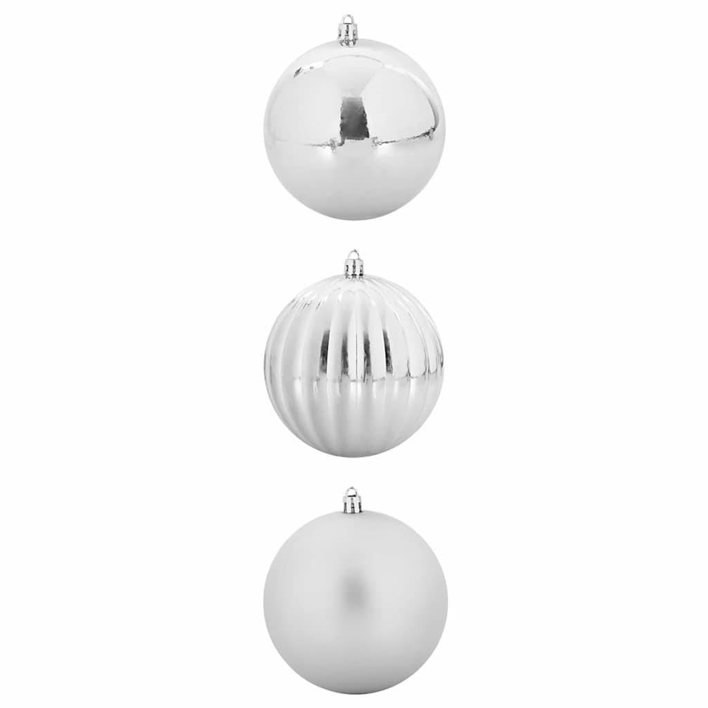 XXL Christmas Ornament Set 3 pcs Silver Plastic