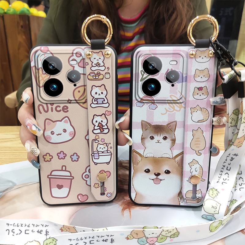 Kickstand Anti-dust Phone Case For Realme GT7 Pro Soft case Cute Silicone Protective Cartoon Fashion Design Ring Lanyard