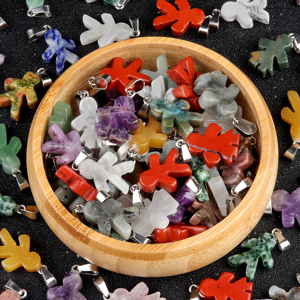 1Pcs Small Pendant Natural Stone Men-Shaped Pendant For Jewelry Making DIY Earrings Necklace Bracelet Accessory