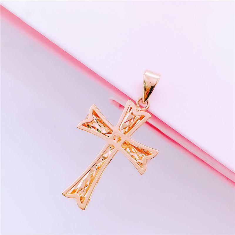 Purple Gold Cross Pendant, Colored Gold-Plated Rose Gold, Personalized Exquisite Necklace, Collarbone Chain.