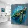 Coastal Marine Shower Curtain: Dolphin, Starfish, Seahorse, Seashell, Sea Turtle - Moisture-Proof, Mildew-Resistant, Waterproof, Beach Bathroom Décor