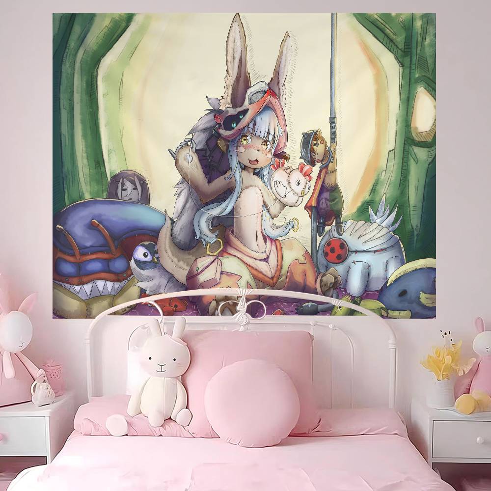 Anime Made In Abyss Cartoon Tapestry Art Science Fiction Room Home Decor Wall Hanging Home Decor