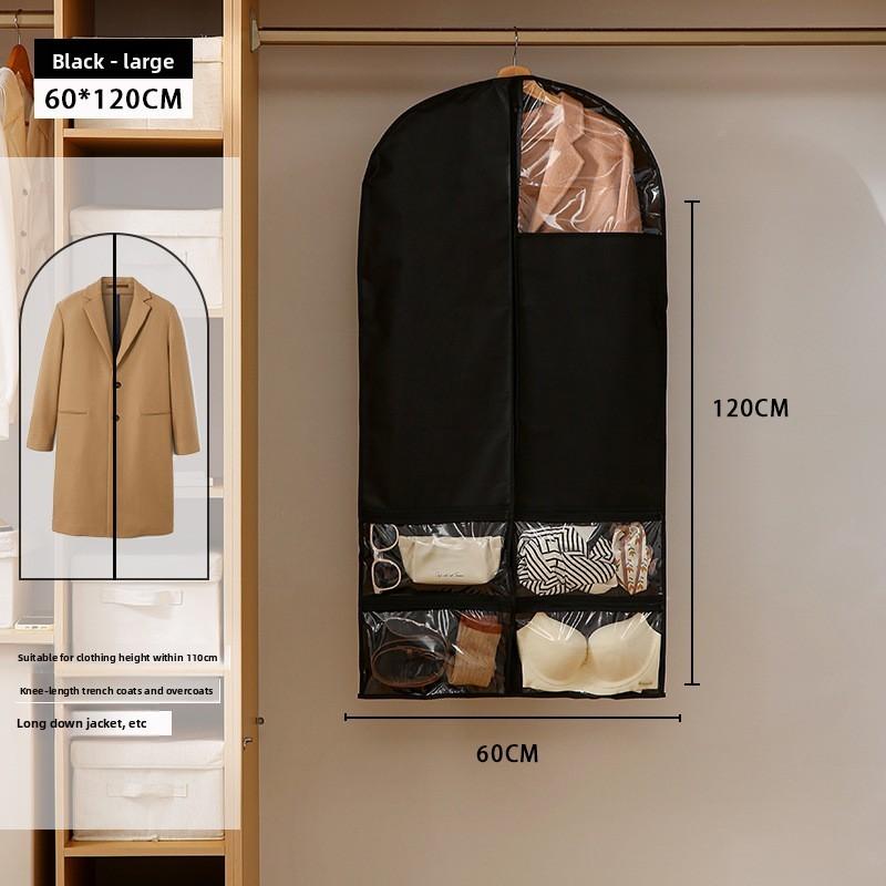 Non Woven Fabric Wardrobe Dust Cover With Multi Pocket Storage For Home And Travel Use