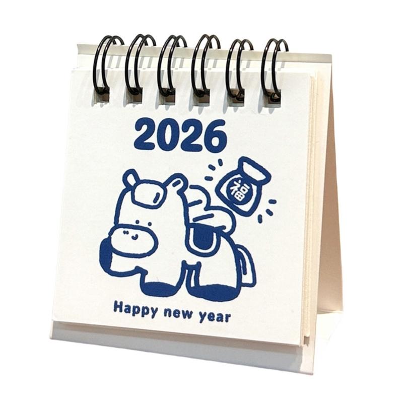 

Дружелюбный мини-настольный календарь на 2026 год с 3D-дизайном лошади для украшения дома и офиса и ежемесячного планирования