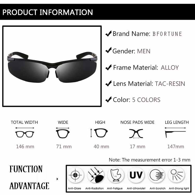 Buy BFORTUNE Semirimless Sunglass Men Brand Designer Magnesium Sun