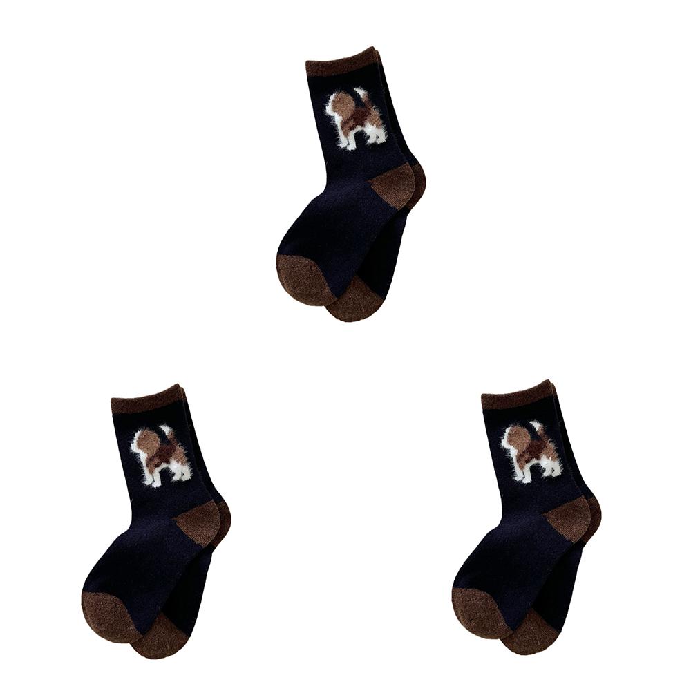 

3 пары милых флисовых носков с щенками для женщин, осенне-зимние, толстые, теплые, средней длины, лот 3 Pairs