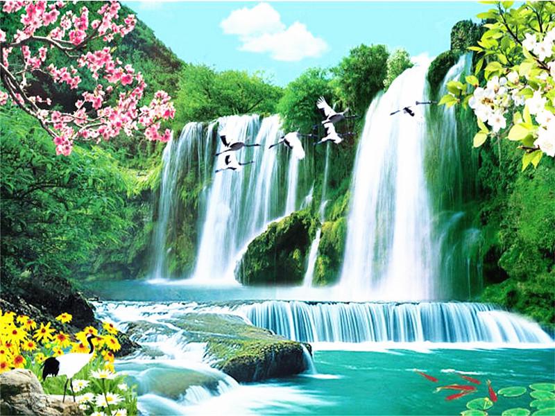 5D-Diamantgemälde zum Selbermachen, Landschaft, rund, Diamant-Stickerei, Kreuzstich-Set, Mosaik, Strassbild, Dekoration