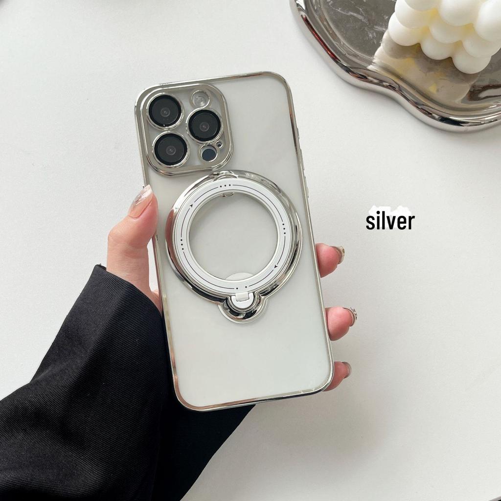 Magnetic Bracket for Apple 15 Mobile Phone Case Lens Film iPhone 13/14 ProMax Soft Shell Tide, Transparent Design