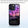 Highway sunset tempered glass phone case suitable for iPhone17 16 15 14 13 12 11Pro/Max/Plus anti drop and shockproof back cover
