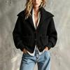 Women's Vintage Cropped Single-Breasted Sweater Cardigan with Pockets, Casual Knit Outerwear