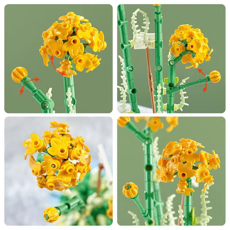 Mini Blocks Bouquet Rose Flowers Building Blocks Home Furnishings Bricks Assembling DIY Toy for Girls