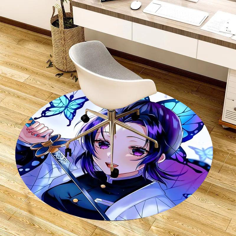 1pc Butterfly Warrior with Sword Round carpet, Made of Polyester,Perfect for Decorating Office Chairs, Living Rooms,Vibrant Decorative Rug