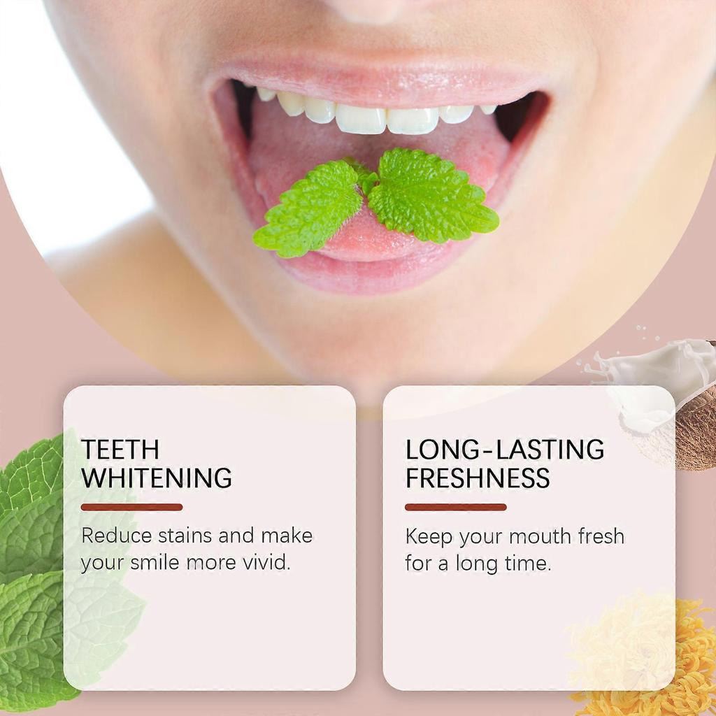 Limited time!!Oralhoe Coconut Oil Brightening Toothpaste Freshens Breath And Nourishes Gum Enamel. Family Oral Care Toothpaste