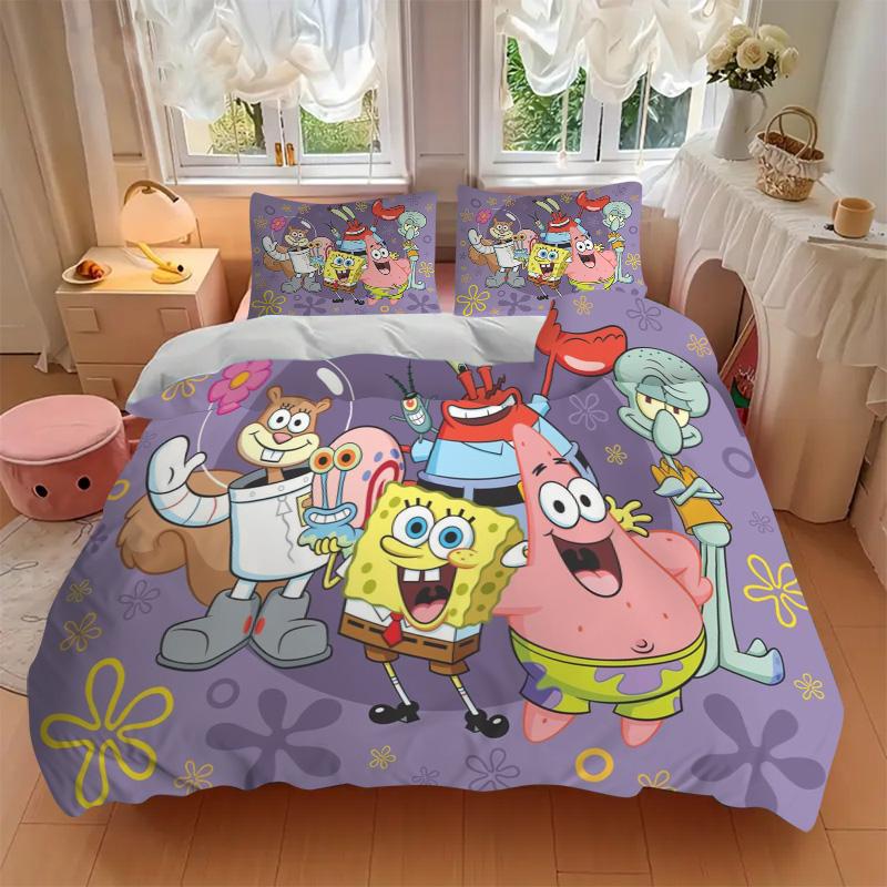 Spongebob Squarepants Adventure Print 3Pcs Bedding Setduvet Cover With 2 Bedropillowcase Home Birthday Gift