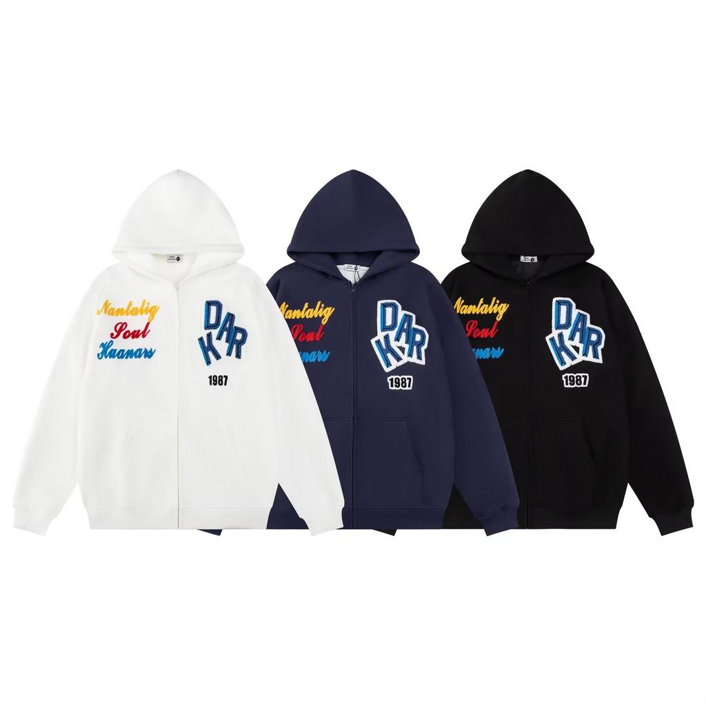 Cardigan Moletom Unissex de Chenille Bordado com Letras - Estilo Tendência de Rua