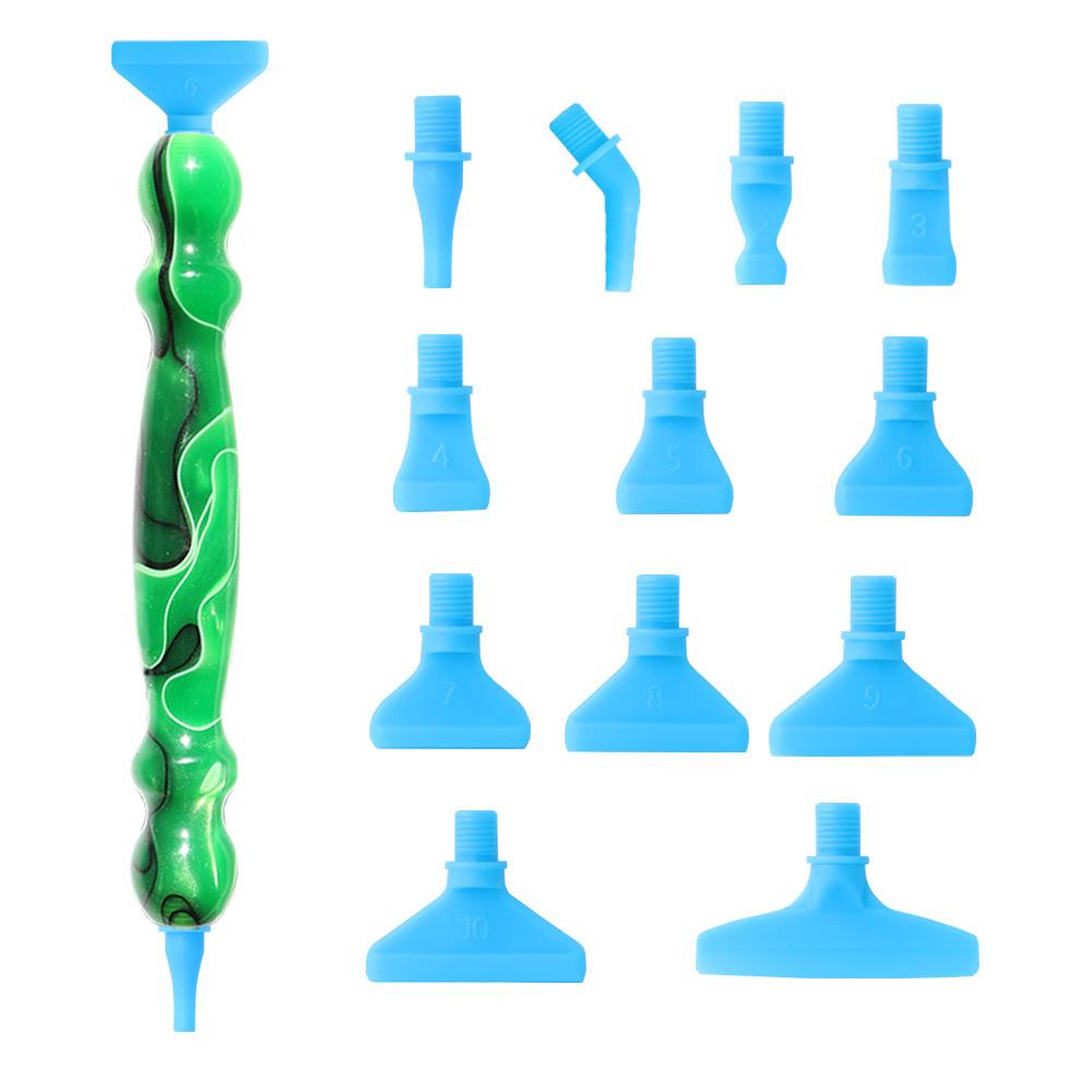 13pcs Diamond Art Painting Pen Kit - Ergonomic Resin Pen with 12pcs Screw Thread Tips, Multi Placer Tips for DIY Crafts