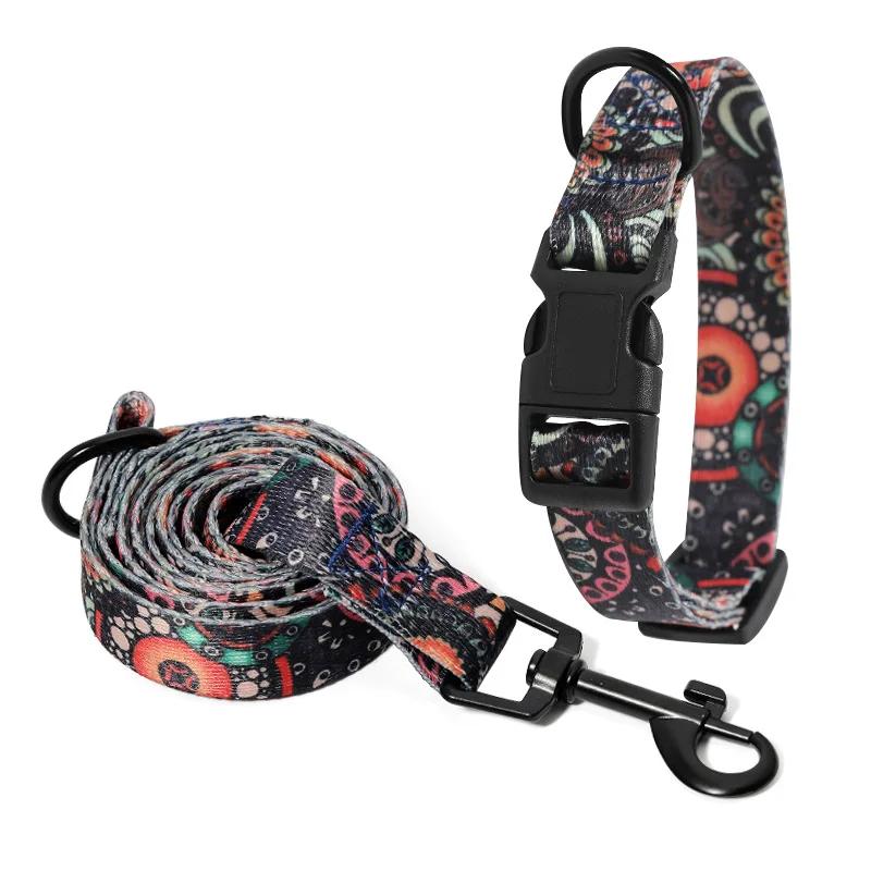 

Adjustable Breakaway Dog Collar and Leash Set with Printed Pattern for Small Medium Large Dogs Puppy Pet Supplies M 26-42cm