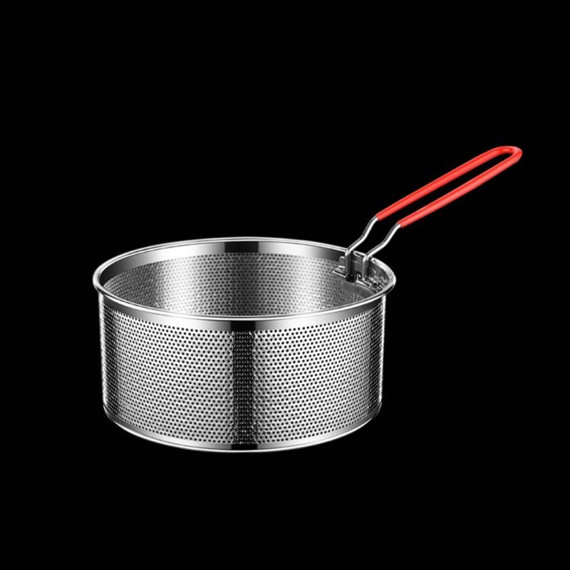 Large Capacity Oil Filter Basket for Outdoor BBQ Restaurant Cooking Deep Fry Basket Stainless Steels Round Wire Mesh