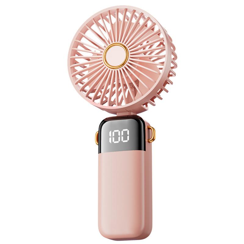 

Powerful Handheld Fan with Digital Display 1200mAh 5 Speed Desk Fan USB Charging Cooling Fan Pink