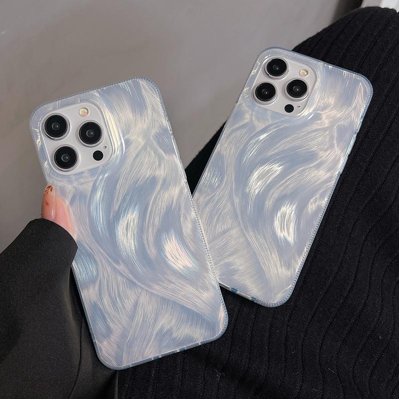 Luxury Silver Shell Pattern Case For iPhone 15 Pro Max 11 12 13 14 Pro Max Shockproof Bumber Soft IMD  Back Cover Coque