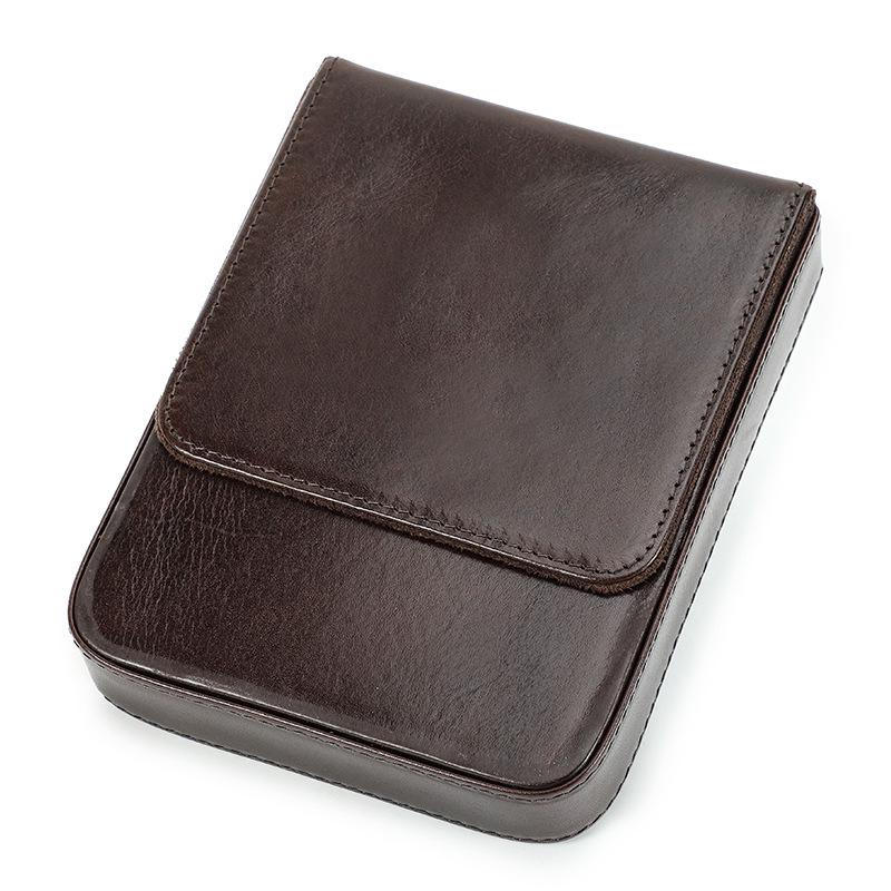 Handmade Genuine Leather 6-Piece Fountain Pen Case with Creative Drawer-Style Design