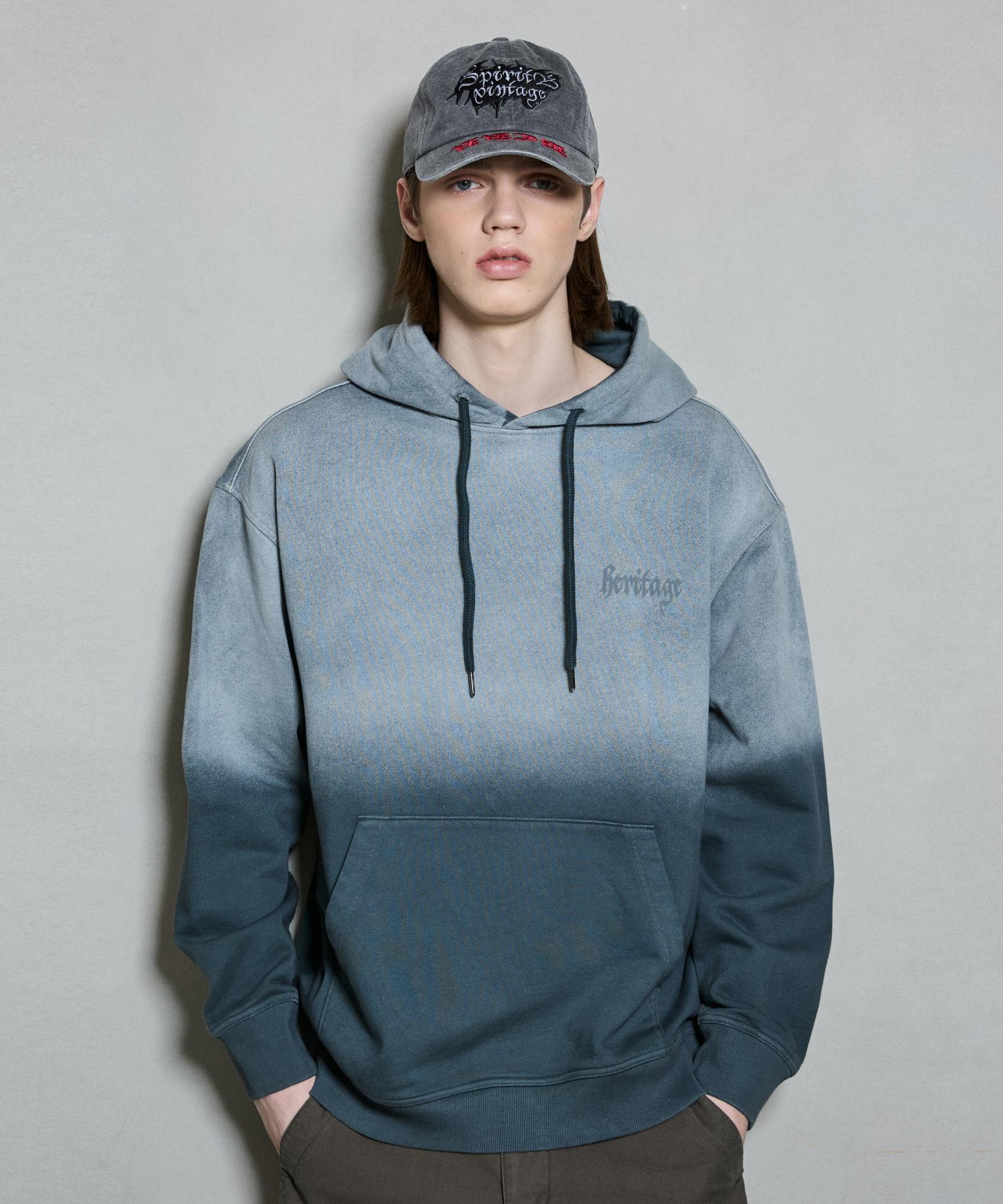 Burkeru Oversized Gradient Logo Hoodie Melange Navy Melange Navy_L