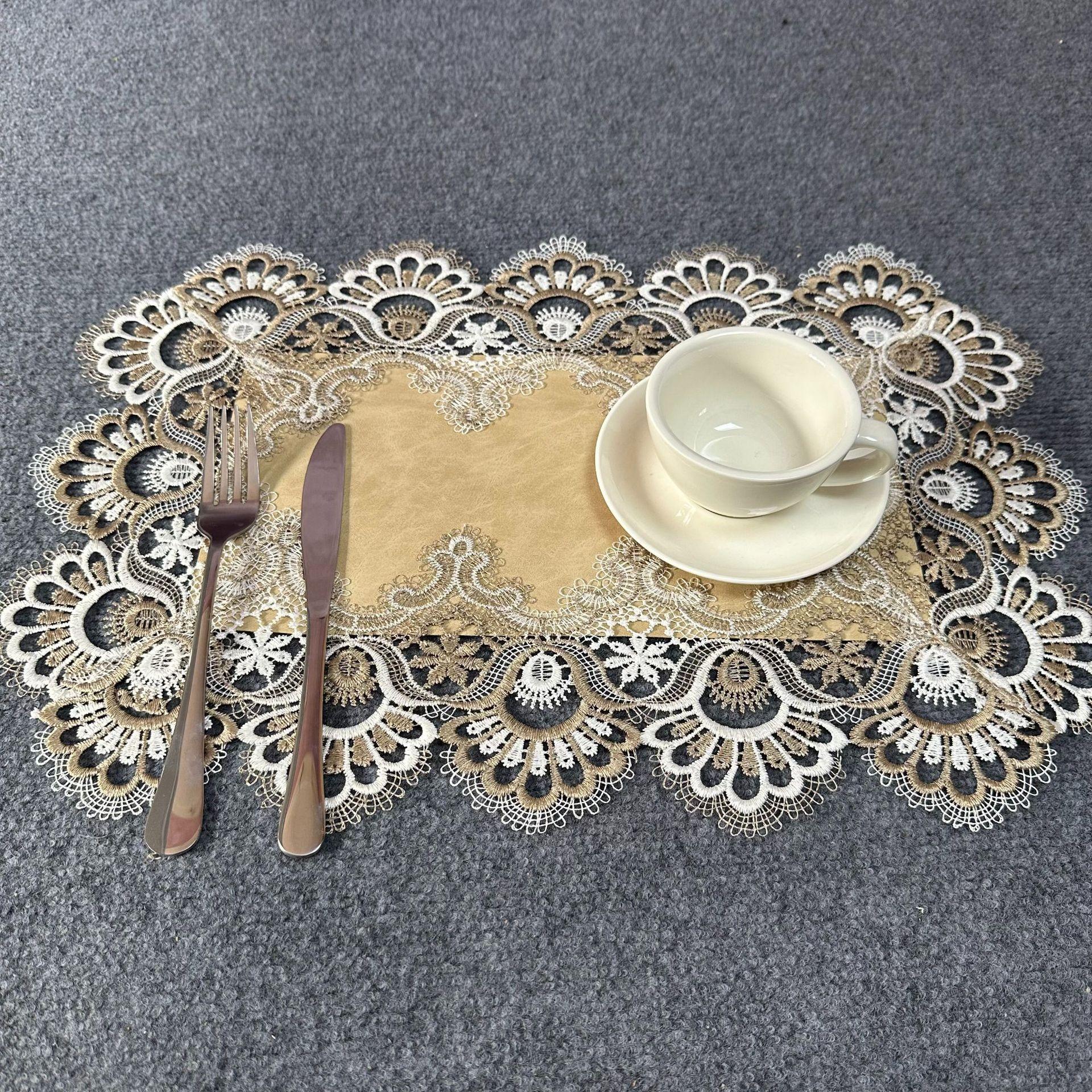 

Красивый белый вышитый коврик для кофейной чашки 33 см круглый цветочный кружевной коврик для вазы коврик для кофейной чашки украшение для дома 30*45cm