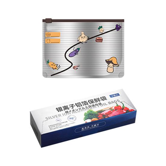 

10 шт. запечатываемые пакеты из алюминиевой фольги, многоразовые пакеты-стойки для заморозки с застежкой-молнией и этикеткой для овощей, фруктов, мяса Small 10pcs