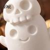 Unique Holiday Gifts 3D Printed Cute Ghost Skull Figurine, Stacked on Plastic Skeleton Decor Statue, Halloween Spooky Desktop Ornament, Fun