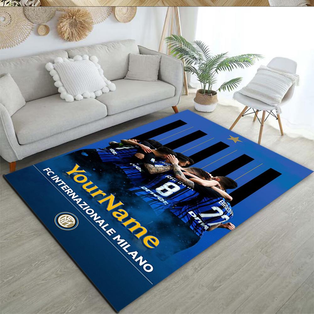 Inter Milan Personalized Name Carpet Perfect for Entryway Study room Foyer Hallway Antislip Carpet Anime Office Decor Perfect Gift for Friends & Famil