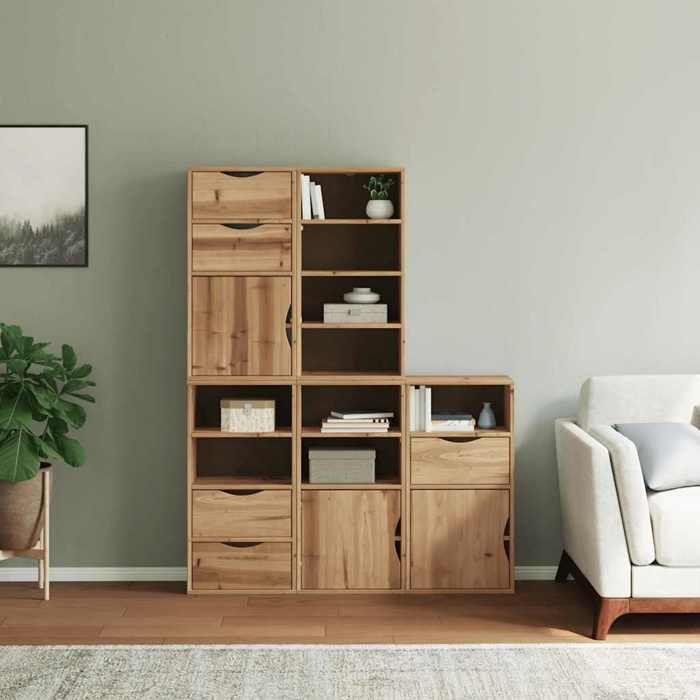 VidaXL Side Cabinets 5 Pcs ODDA 40x24x79 Cm Solid Pine Wood, Cabinet, Buffet, Kitchen Storage Furniture, Furniture of 3365366