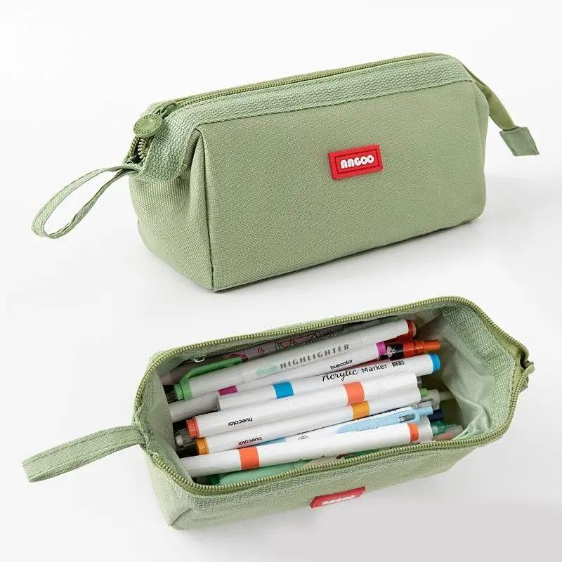 Large Capacity Pencil Case with Pen Holder Label Minimalist Student Stationery Storage Creative Stationery Storage Bag